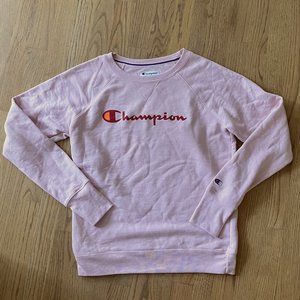 Champion Crewneck Sweatshirt Pink and Red Unisex Small